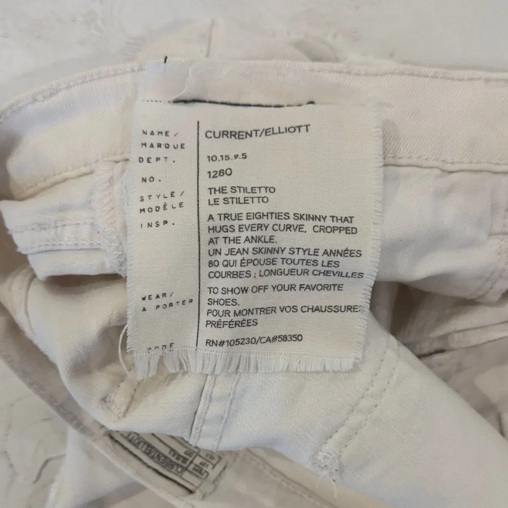 Current Elliott White Denim Frayed Hem Jean Shorts 30